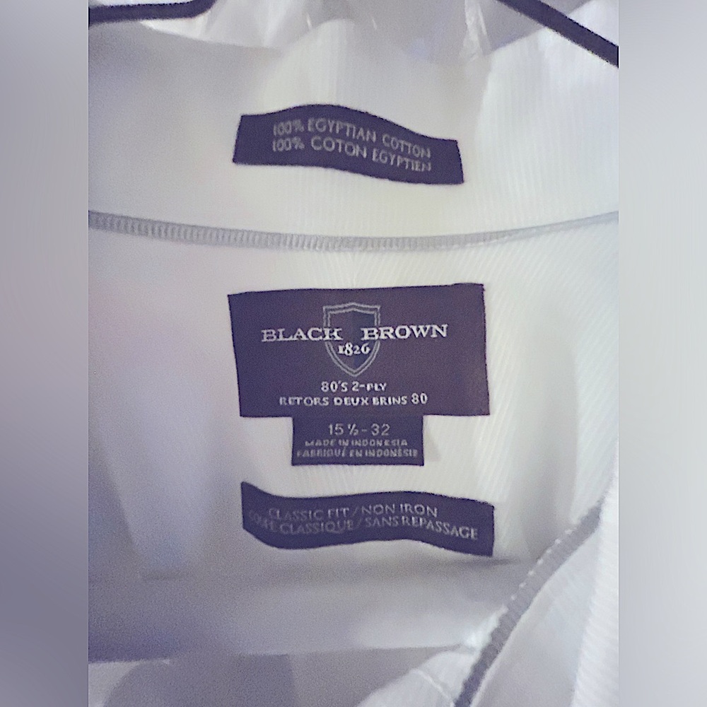 ❌SOLD not for sale shirt nwot “Black & Brown” White French Cuff cotton 15.5 32. - Picture 3 of 6